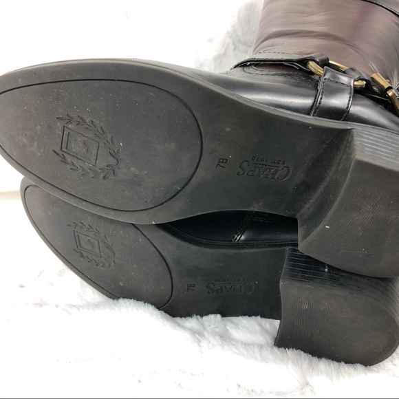 Chaps Brown And Black Rider Boots with a Buckle 7B - Picture 7 of 14